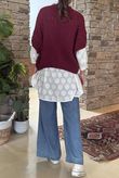Made in Italy Big Softie Cap Sleeve Knit Top Burgundy - 